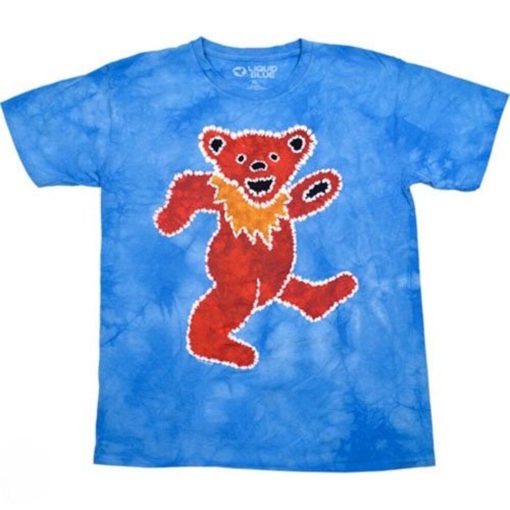 Grateful Dead Tie-Dye Red Bear T-Shirt ~ Liquid Blue ~ Choose Size ~ Brand New!